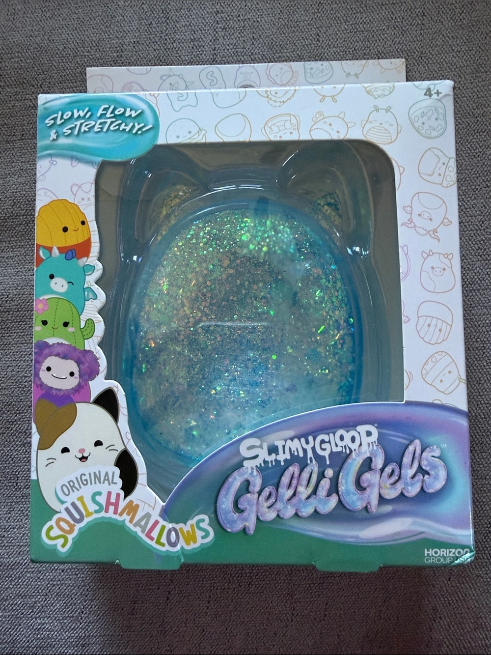 Squishmallows Gelli Gels Slimy Gloop Toy - Aqua Blue with Iridescent Glitter